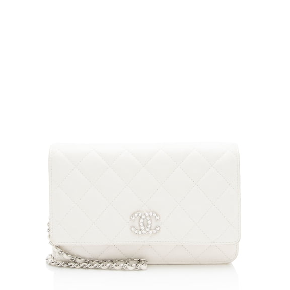 Pre-Owned Chanel Lambskin Crystal CC Wallet on Chain