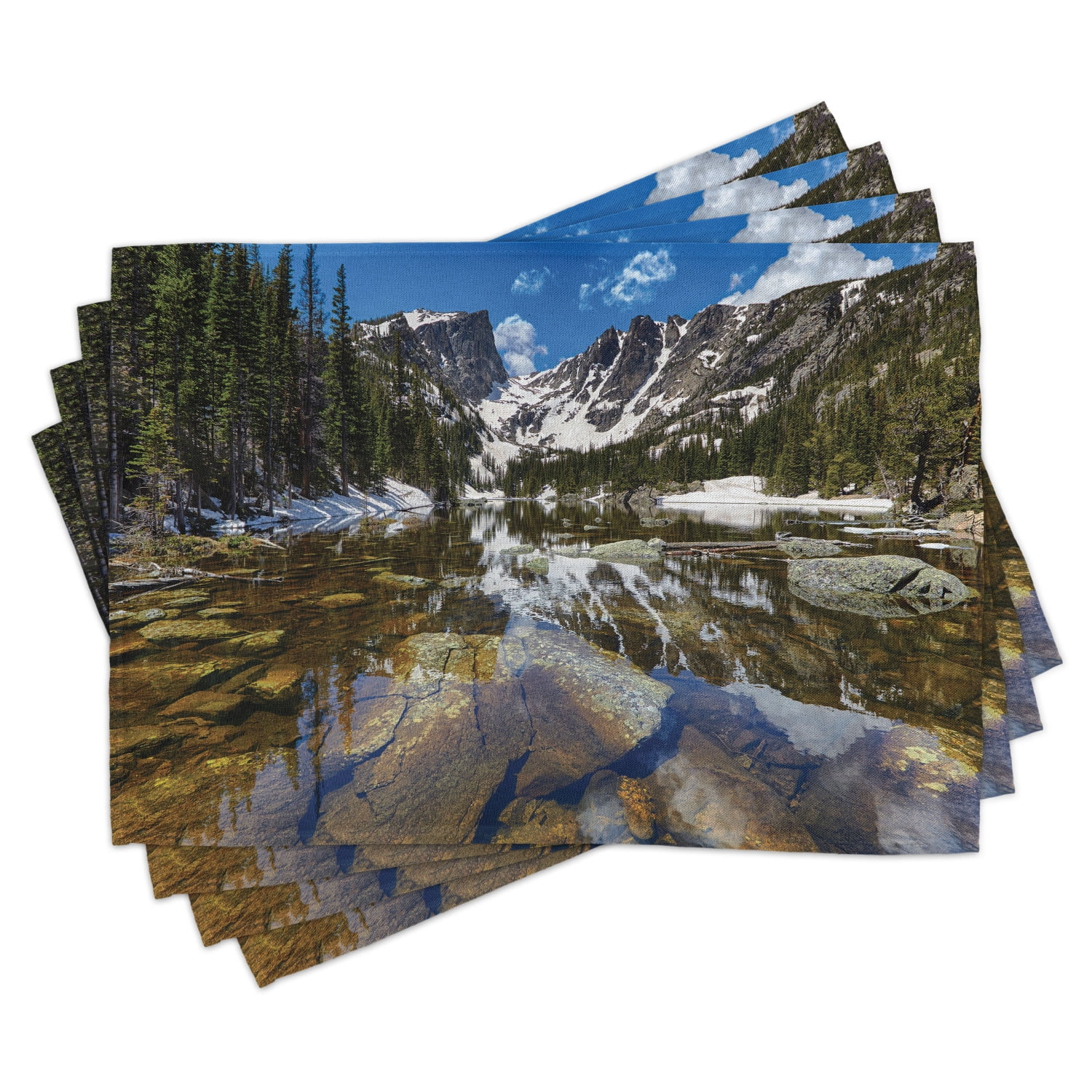 Landscape Placemats Set of 4 Dream Mirroring Lake at the Mountain Park
