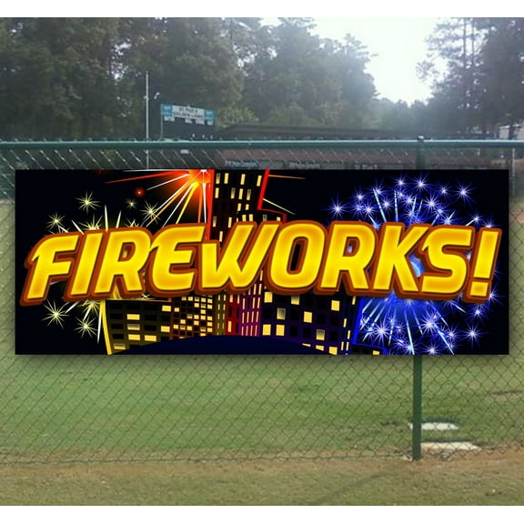 Fireworks! 13 oz Vinyl Banner With Metal Grommets