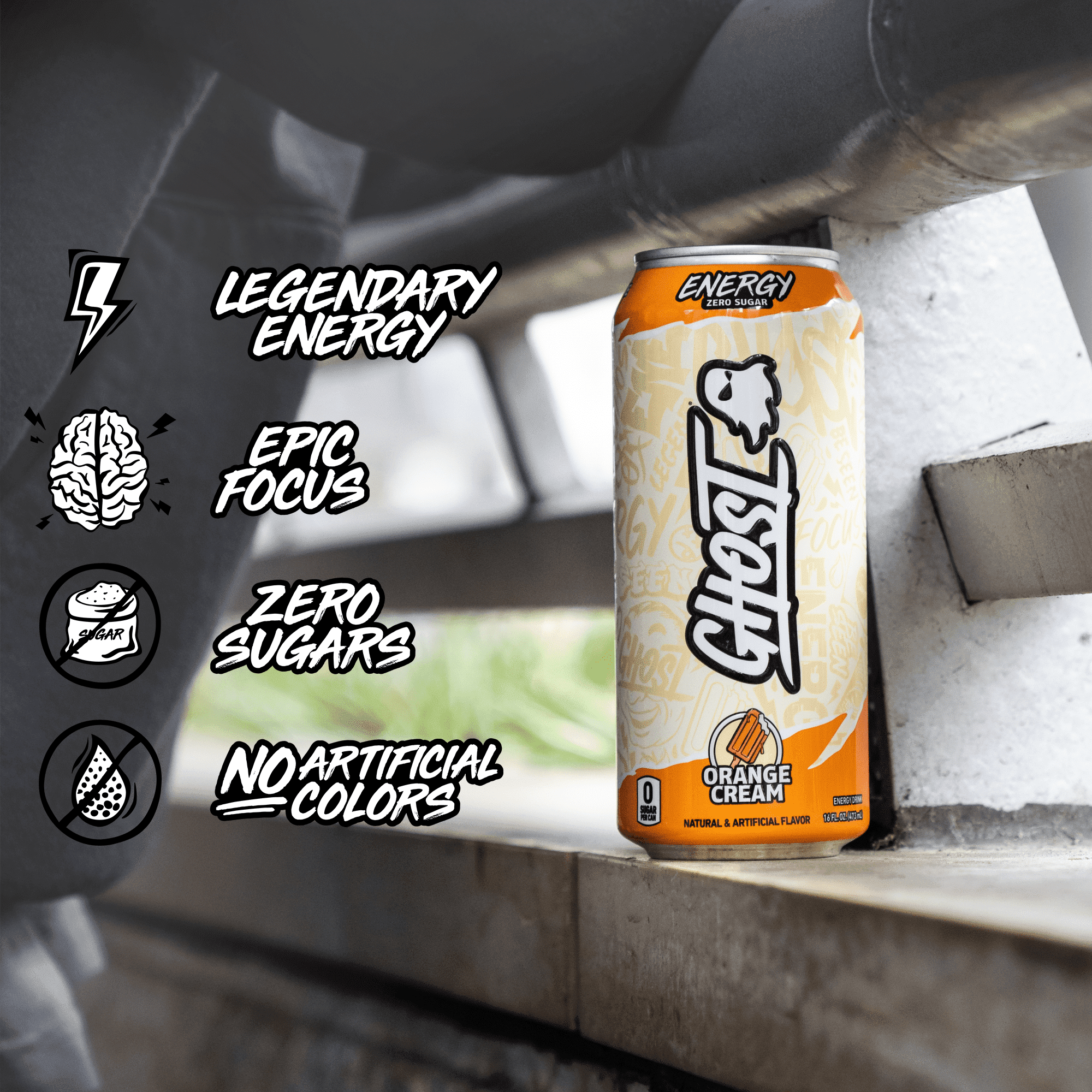 Orange Cream Energy Drink, Zero Sugars, 16 fl oz, 4 Pack Cans