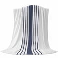 thumbnail image 6 of Blue Vertical Striped Blanket Soft Cozy Warm Twin Blanket for Bed, Plush Fuzzy Flannel Fleece Blankets for Sofa, White Minimalist Modern Throw Blankets for Couch, Lightweight Gifts for Men, 60"x80", 6 of 9