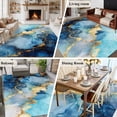 thumbnail image 6 of Gold Blue Marble Washable Living Room Rugs 5'x8', Luxury Gorgeous Ocean Abstract Modern Low Pile Throw Large Area Rug Non-Slip Sturdy Edge Binding Carpet for Living Room Kitchen Office, 6 of 9