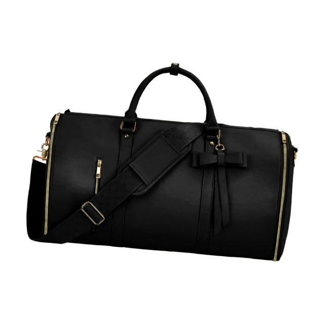 Bolsa de lona de cuero sintético con correa de hombro ajustable y desmontable, resistente al agua. Negro