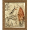 Study of a Seated Bishop Reading a Book on his Lap 24x20 Gold Ornate Wood Framed Canvas Art by Jacopo Bassano