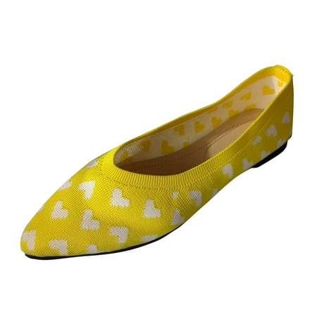 QYZEU Womens White Tennis Shoes Flip Flop Sandals Women Women s Spring Solid Color Soft Sole Shallow Mouth Casual Shoes Pointed Breathable Flat Shoes Yellow 38