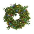 thumbnail image 2 of Nearly Natural 24" Mixed Pine Artificial Christmas Wreath with LED Lights, Berries and Pine Cones, 2 of 5