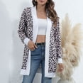 thumbnail image 2 of CEHVOM Manteau Cardigan Long à Manches Longues Imprimé Léopard Ouvert pour Femmes, 2 of 6
