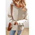 thumbnail image 5 of Plusashion Vogue Cable Knit Drop Shoulder Sweater - Cozy & Chic in Khaki, 5 of 8
