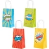Comic Book Hero Party Favor Gift Bags with Handles (4 Colors, 12 Pack)