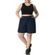 thumbnail image 2 of FAB CURVES Pantalones cortos cargo de pierna recta con cintura elástica y cordón para mujer de talla grande 1X Azul oscuro, 2 of 6