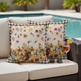 thumbnail image 4 of Orange Fall Pumpkin Outdoor Waterproof Pillow Covers, Leaves Sunflower Squirrel Retro Plaid Decorative Square Throw Pillowcase Sofa Cushion Sham for Patio/Couch/Chair, 24"x24" 2 Pack, 4 of 8