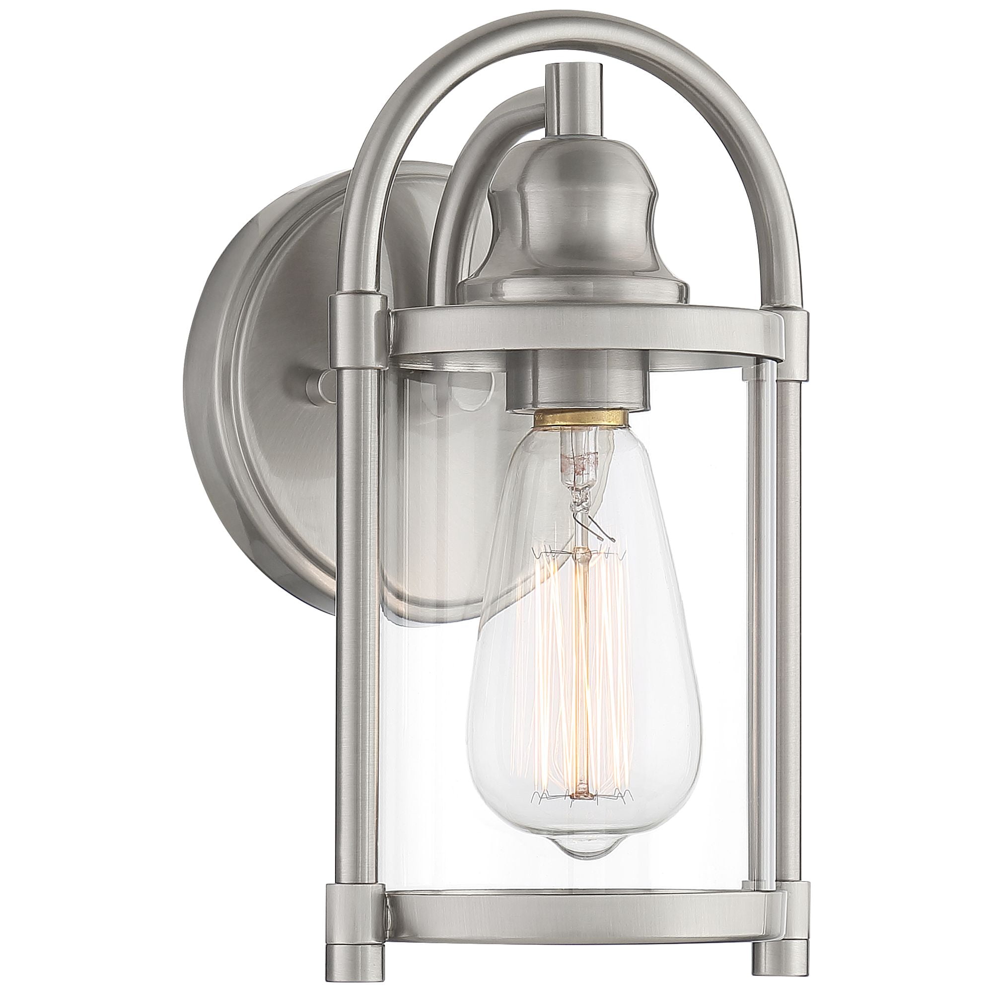 John Timberland Avani Rustic Farmhouse Outdoor Wall Light Fixture Brushed Nickel 10 1/4" Clear Glass for Exterior Barn Deck House Porch Yard Patio