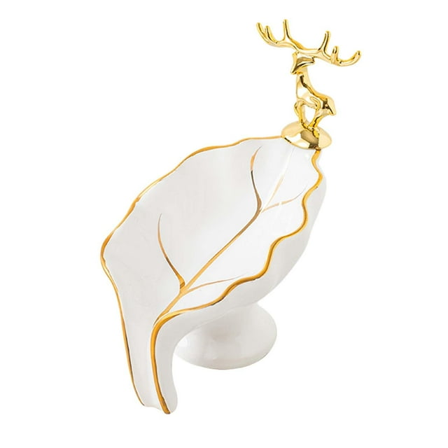 Jabonera de cerámica, soporte para jabón autodrenante, soporte para esponja, bandeja jabonera con forma de hoja, única para encimera de Hotel, lavabo Blanco BLESIY Jabonera