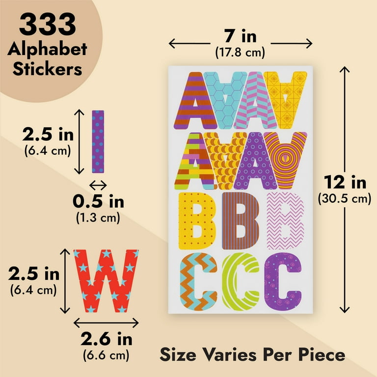 333 Pieces Uppercase Alphabet Stickers for Crafts, Peel and Stick A-Z Letters for Scrapbooking (2.5 Inches)
