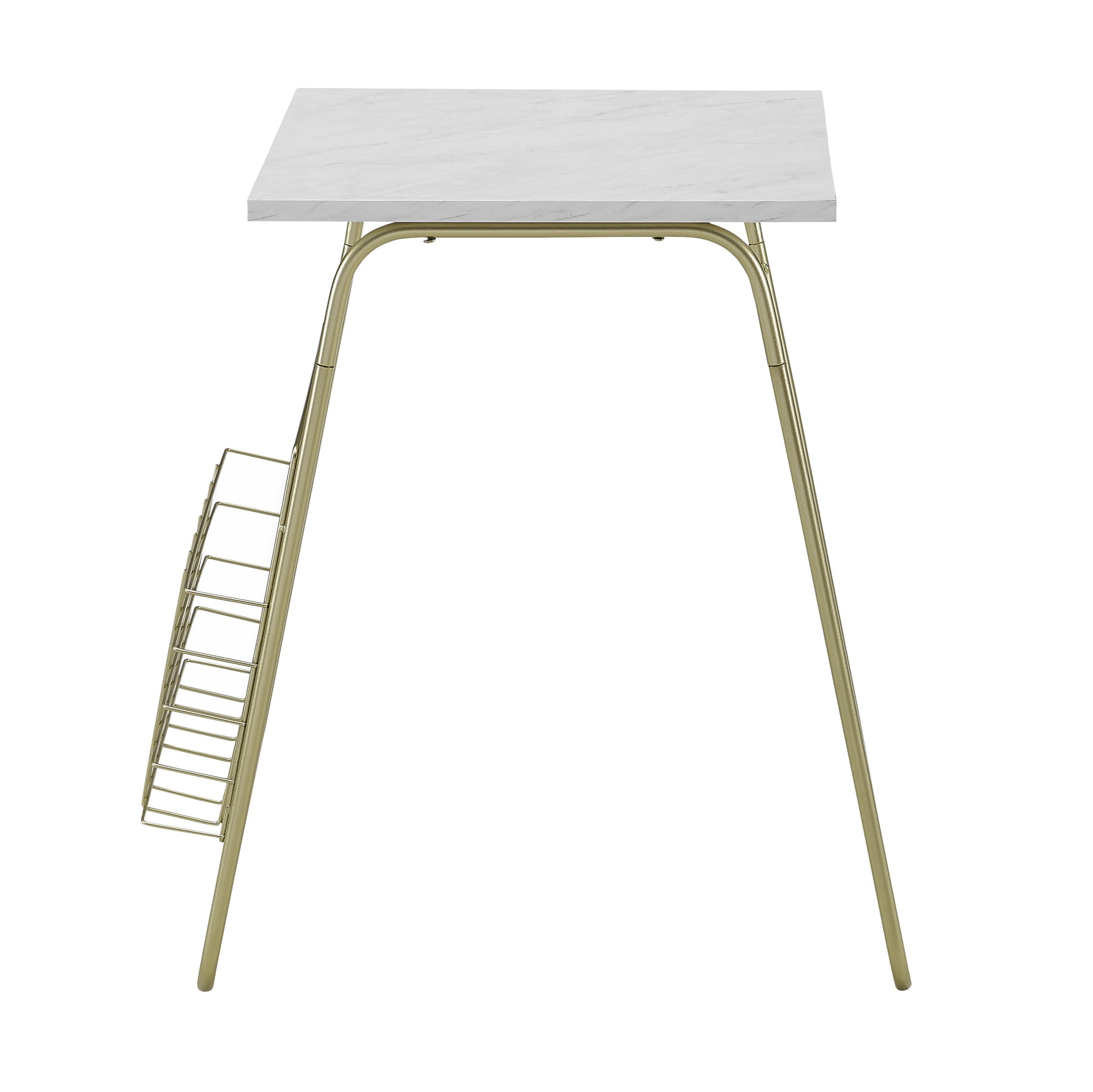 Manor Park Modern End Table with Magazine Holder, Faux Marble