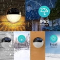 thumbnail image 3 of Juego de 4 lámparas solares LED de pared para exteriores, IP65, impermeables, iluminación decorativa, luz blanca cálida, lámpara de valla, pared, terraza, jardín, puerta de entrada, escaleras, patio,, 3 of 4