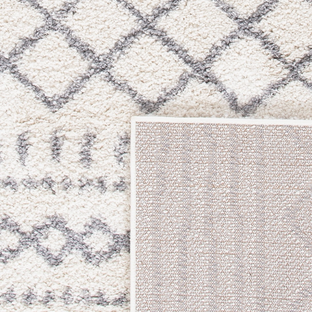 SAFAVIEH Arizona Teagan Geometric Shag Area Rug, Ivory/Grey, 8' x 10'