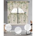 thumbnail image 2 of Watercolor Floral Swag Kitchen Curtains Sets for Windows 24 Inch Length, Spring Flowers Birds Plants Country Beige Short Window Curtain Swags Valances and Tiers 3 Piece Set for Cafe/Dining Room, 2 of 5
