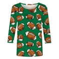 thumbnail image 4 of Gamivast Game Day Tops for Women Football Plus Size 3/4 Sleeve Crew Neck Sweatshirts Casual Loose Drop Shoulder Tunic Tee Shirts Funny Superbowl Outfits, 4 of 5