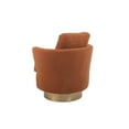 thumbnail image 6 of 360° Swivel Barrel Chair with Gold Stainless Steel Base, Teddy Accent Chairs with Thick Cushion, Round Barrel Armchairs Reading Chairs for Living Room Bedroom Waiting Room, Brown, 6 of 9