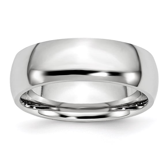 White Cobalt Ring Band Wedding Standard Domed Polished 7mm