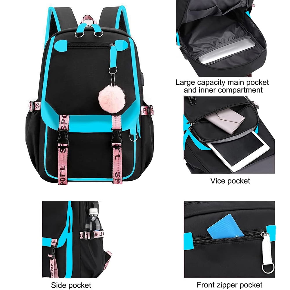 SANMADROLA School Backpack Bookbag, Heavy Duty Backpack 21L Schoolbag Bookbag with USB Charge Port