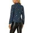 thumbnail image 3 of INSPIRE CHIC Women's Shiny Stars Vintage Long Sleeve Gilding Metallic Blouse Shirt S Dark Blue, 3 of 6