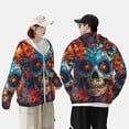 thumbnail image 2 of KLL Colorful Floral Skull A Print Men's Women’s UPF 50+ Sun Protection Outdoor Hoodie Jacket Long Sleeve Fishing Hiking Performance Shirt- XX-Large, 2 of 5