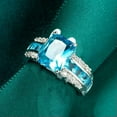 thumbnail image 5 of 8*10mm Light Blue Topaz Cz Cut Women Engagement Band 925 Silver AAA Ring Sz 6-10, 5 of 5