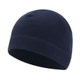 thumbnail image 2 of XIAOCHA Mens Wind‑Resistant Fleece Beanie Solid Slim Crown Outdoor Trek Fall Winter Cap,Navy, 2 of 3