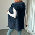 thumbnail image 5 of Women's Sleeveless Plush Vest, Mid Length Hooded Jacket with Zip Front, Soft Pile Fleece Outerwear, Embossed Pattern Casual Coat, Cozy Fall Winter Seasonal Layer Navy L, 5 of 9