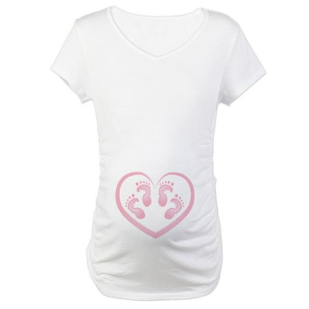 

CafePress - Baby Girl Twins Footprints Maternity T Shirt - Cotton Maternity T-shirt Cute & Funny Pregnancy Tee