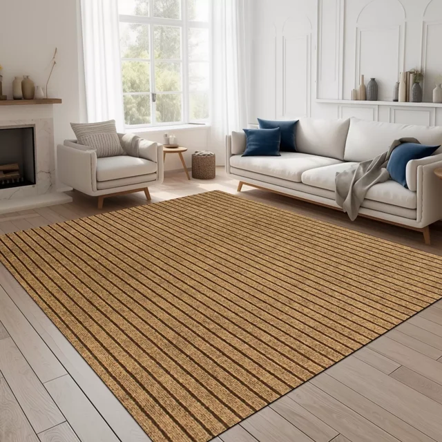 ANTPOP Runner Rug Non-slip Accent Rugs Washable Hallway Durable Polypropylene Indoor Outdoor with Rubber Backing for Entryways Kitchens Bedrooms , 3' x 8', Striped Brown