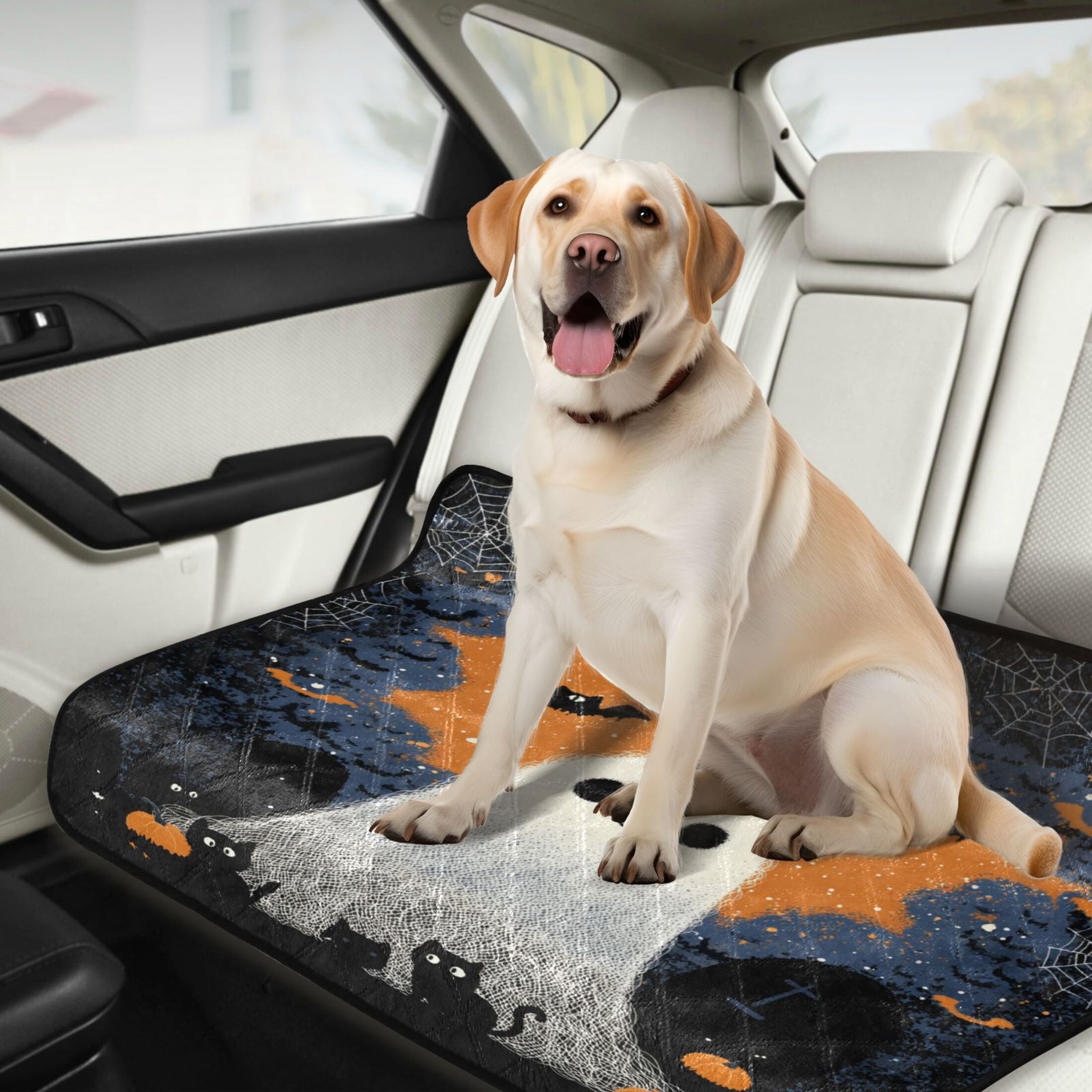 Qxltty Cute Little Ghost Cat litter Pads Pet Set of 2 Diaper Mats Center Anti-leakage Layer Absorbent Soft and Comfortable