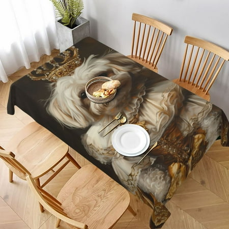

Table Cloth Rectangle Table Regal Dog In Royal Attire Tablecloth 60 x 90 Inch Wrinkle Resistant Decorative Fabric Table Cover for Dining Party Indoor Outdoor