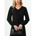 thumbnail image 4 of Aiyino Womens Dressy Casual Blouse Business Long Sleeve Tops Ruffle V Neck Work Shirt Fall Shirt 2025,Black XL, 4 of 10