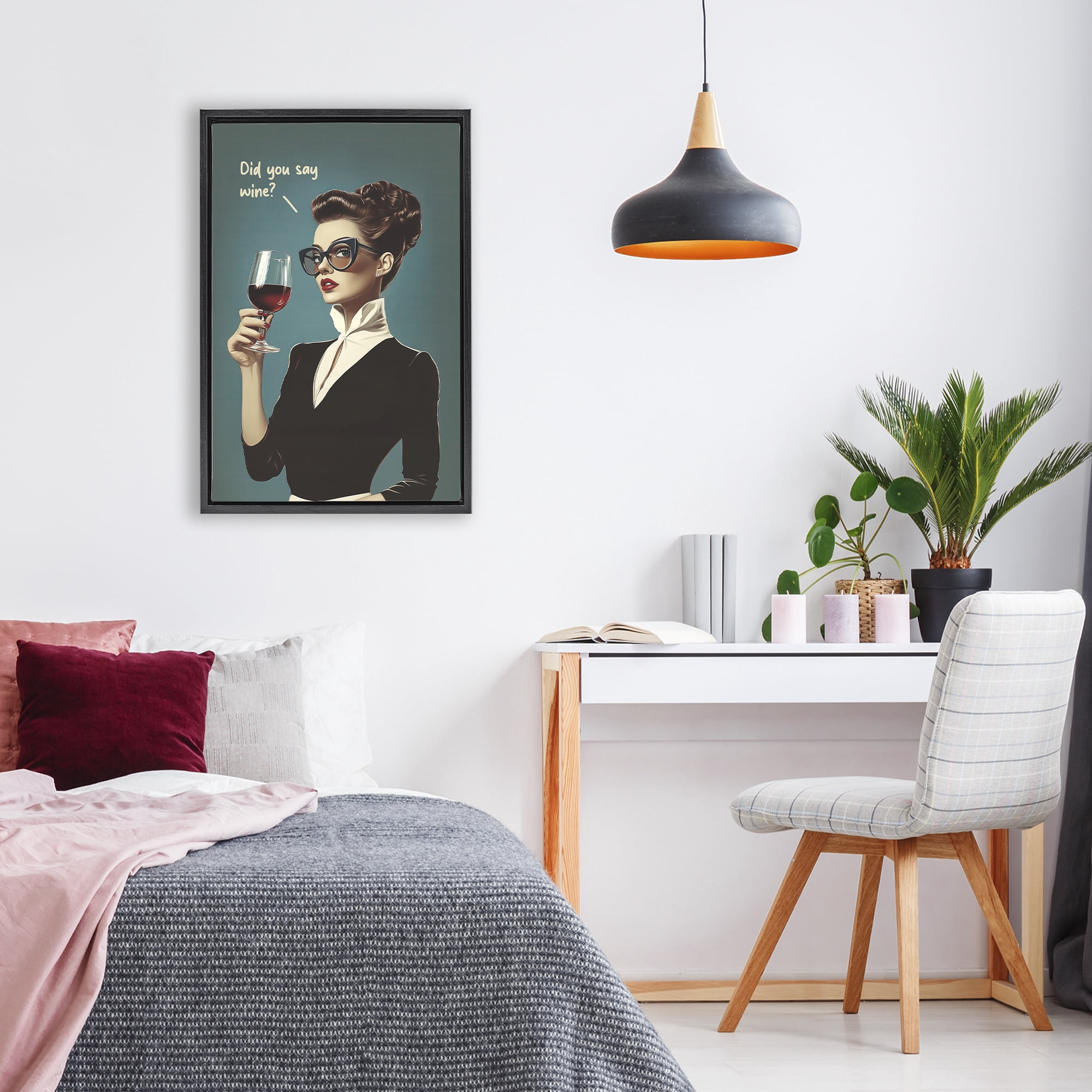 Stupell Industries Did You Say Wine Black Framed Floater Canvas Wall Art, design by Andreas Magnusson