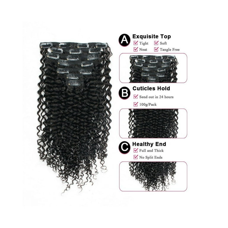 100% Remy Human Hair Clip in Extensions Jerry Curly 20  display picture 3