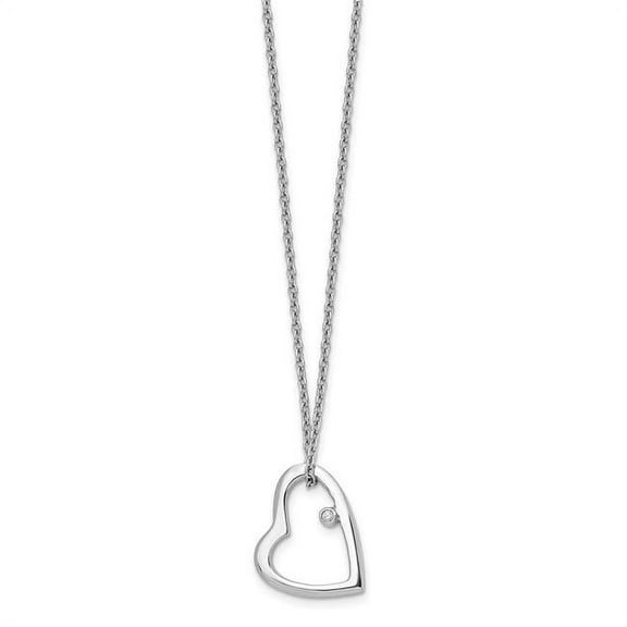 Primal Silver Sterling Silver Rhodium-plated 0.01 Cttw Diamond Heart Necklace