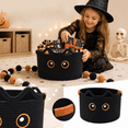 thumbnail image 3 of Small Storage Basket Black Cat Ear Cotton Rope Woven Cute Basket Toy Bin Embroidered Face Organizer For Nursery Desktop Pet Toy And Halloween Home Decor Gifts,C, 3 of 6