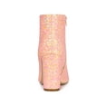thumbnail image 3 of BLISSFUL STEP Women's Glitter Pointed Toe Block Heeled Ankle Boots LightPink 10, 3 of 8