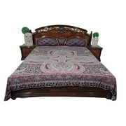 Mogul Ethnic Indian Reversible Kashmiri Jamavar Bedspread Coverlet Bedding Home Décor