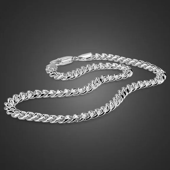 QQTDFG Men's Jewelry 925Sterling Silver 7mm 24" Venetian Whip Chain Chains Necklace-default