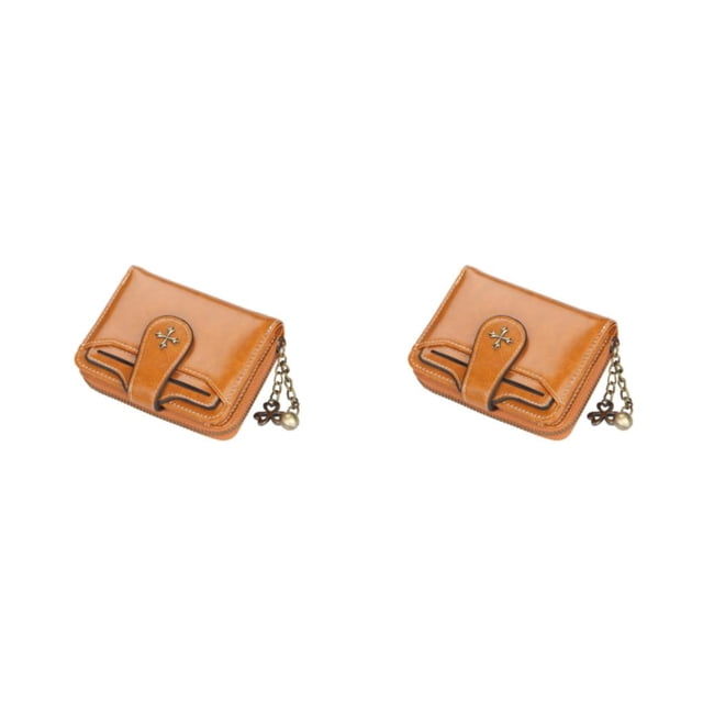 Sonducket Cartera corta dividida para mujer, cartera con cremallera de gran capacidad, tarjetero pequeño, bolso de mano, bolsillo interior con Marrón 2piezas