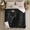 thumbnail image 5 of Halloween Black Cat Moon Gothic, Mystical Pet Portrait Pattern, Warm Flannel Blanket for Living Room and Bedroom, Cat Lovers Halloween Gift, Pet Lover Home Decor, 5 of 9