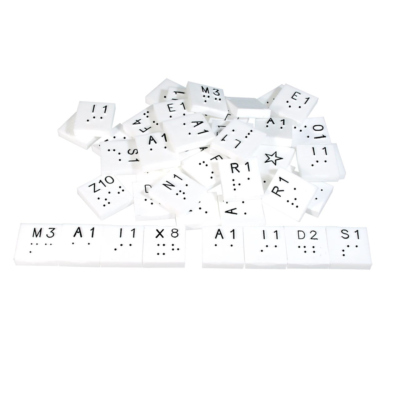Scrabble Tiles with Braille Markings