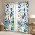 thumbnail image 2 of Feelyou Ocean Starfish Seahorse Black Out Curtains, Kawaii Cartoon Seashell Curtains Pack of 2 (42x63 Each), Nautical Lighthouse Bedroom Curtains, Living Room Curtains Decor, 2 of 6