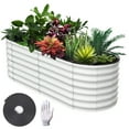 thumbnail image 2 of Raised Garden Bed – Galvanized Steel Oval Planter – 6x3x2FT – Open Base for Deep Roots – Rust-Resistant – Easy Assembly – Light Beige, 2 of 7