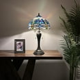 thumbnail image 2 of Tiffany Table Lamp Dragonfly Blue Stained Glass Included LED Bulbs for Living Room Bedroom Bedside 12"W*12"D*22"H, 2 of 8
