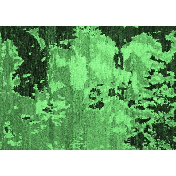 Ahgly Company Indoor Rectangle Abstract Emerald Green Contemporary Area Rugs, 2' x 4'